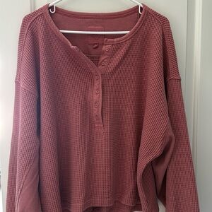 CROPPED AERIE WAFFLE SHIRT